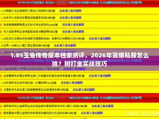 1.85玉兔传奇版本独家测评，2026年高爆私服怎么挑？附打金实战技巧