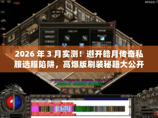 2026 年 3 月实测！避开皓月传奇私服选服陷阱，高爆版刷装秘籍大公开