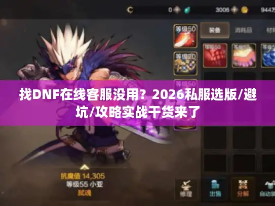 找DNF在线客服没用？2026私服选版/避坑/攻略实战干货来了