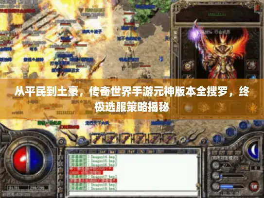从平民到土豪，传奇世界手游元神版本全搜罗，终极选服策略揭秘