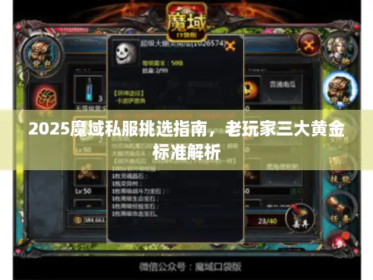 2025魔域私服挑选指南，老玩家三大黄金标准解析