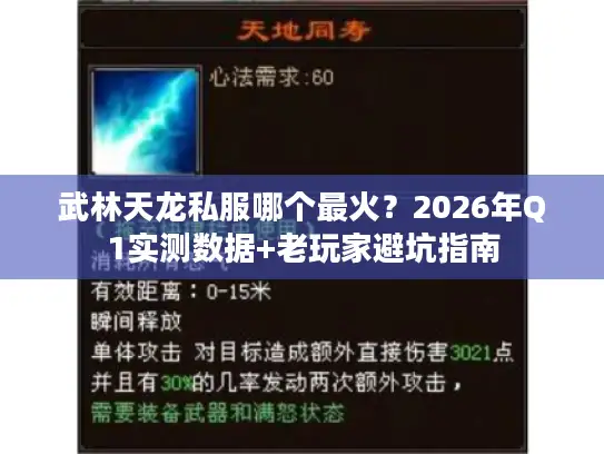 武林天龙私服哪个最火？2026年Q1实测数据+老玩家避坑指南