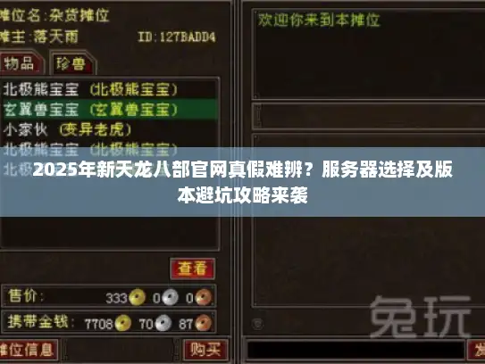 2025年新天龙八部官网真假难辨？服务器选择及版本避坑攻略来袭