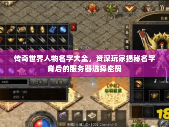 传奇世界人物名字大全，资深玩家揭秘名字背后的服务器选择密码