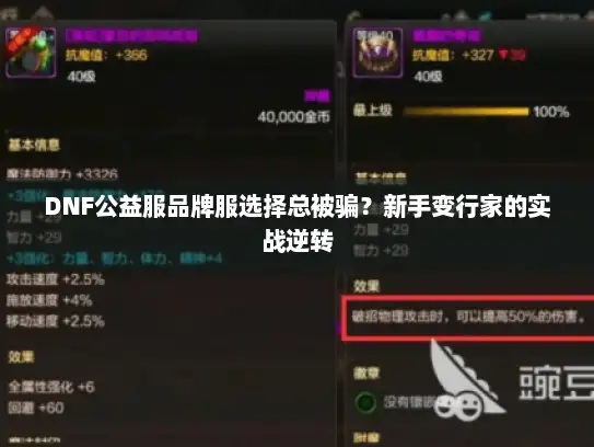 DNF公益服品牌服选择总被骗?新手变行家的实战逆转 DNF公益服品牌服选择总被骗?新手变行家的实战逆转