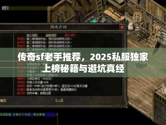 传奇sf老手推荐,2025私服独家上榜秘籍与避坑真经 传奇sf老手推荐,2025私服独家上榜秘籍与避坑真经