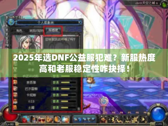 2025年选DNF公益服犯难？新服热度高和老服稳定性咋抉择！
