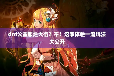 dnf公益服烂大街？不！这家体验一流玩法大公开