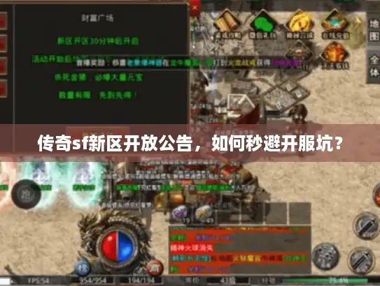 传奇sf新区开放公告，如何秒避开服坑？