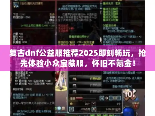 复古dnf公益服推荐2025即刻畅玩，抢先体验小众宝藏服，怀旧不氪金！