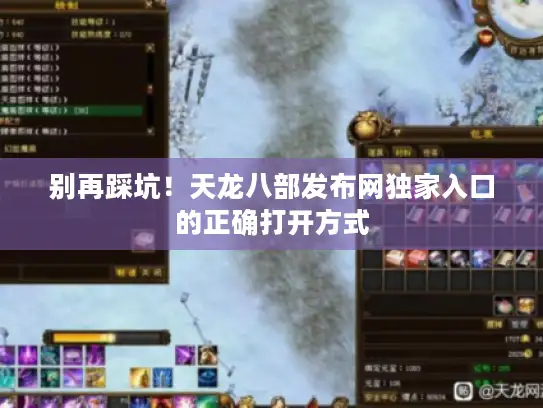 别再踩坑！天龙八部发布网独家入口的正确打开方式