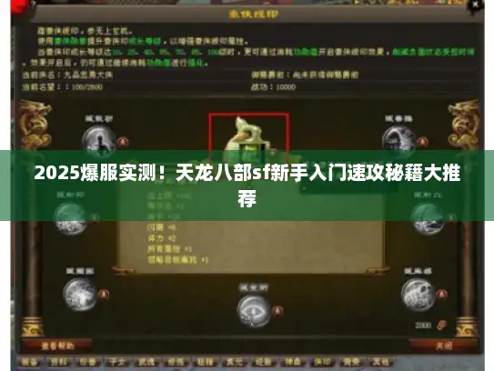 2025爆服实测！天龙八部sf新手入门速攻秘籍大推荐