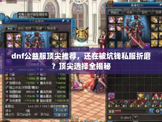 dnf公益服顶尖推荐,还在被坑钱私服折磨?顶尖选择全揭秘 dnf公益服顶尖推荐,还在被坑钱私服折磨?顶尖选择全揭秘