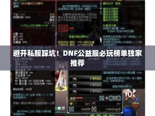 避开私服踩坑！DNF公益服必玩榜单独家推荐