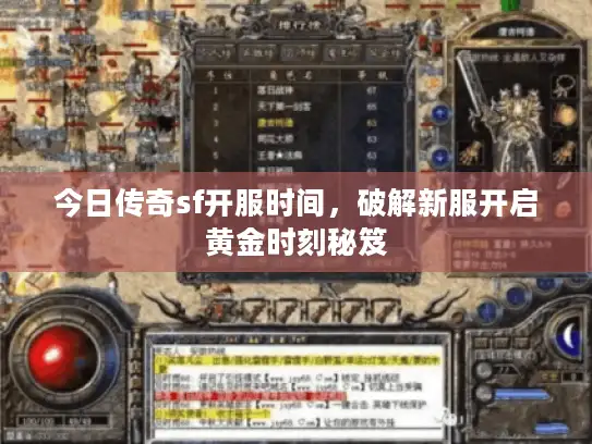 今日传奇sf开服时间,破解新服开启黄金时刻秘笈 今日传奇sf开服时间,破解新服开启黄金时刻秘笈