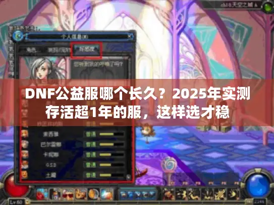 DNF公益服哪个长久？2025年实测存活超1年的服，这样选才稳