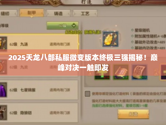 2025天龙八部私服微变版本终极三强揭秘！巅峰对决一触即发