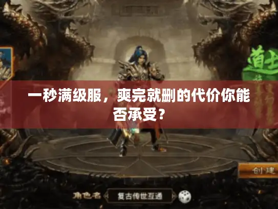 一秒满级服，爽完就删的代价你能否承受？