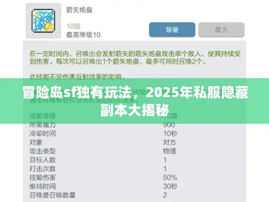 冒险岛sf独有玩法，2025年私服隐藏副本大揭秘