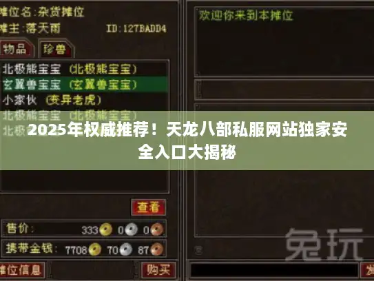2025年权威推荐!天龙八部私服网站独家安全入口大揭秘 2025年权威推荐!天龙八部私服网站独家安全入口大揭秘