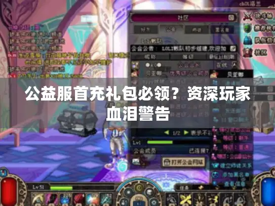 公益服首充礼包必领?资深玩家血泪警告 公益服首充礼包必领?资深玩家血泪警告