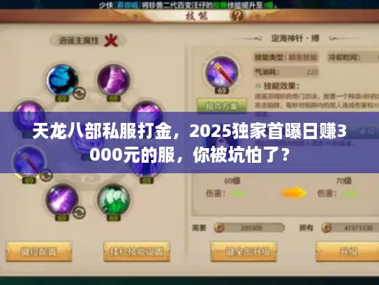 天龙八部私服打金，2025独家首曝日赚3000元的服，你被坑怕了？