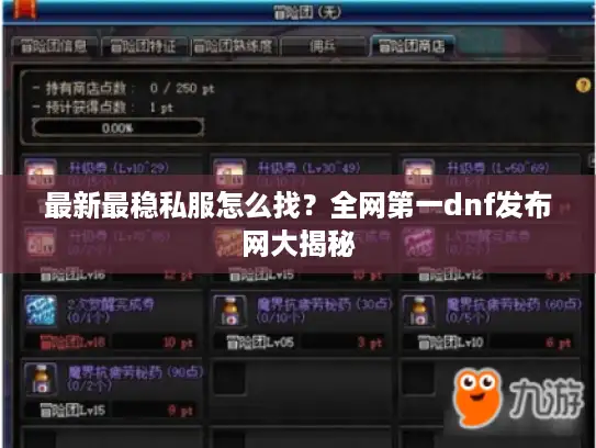 最新最稳私服怎么找？全网第一dnf发布网大揭秘