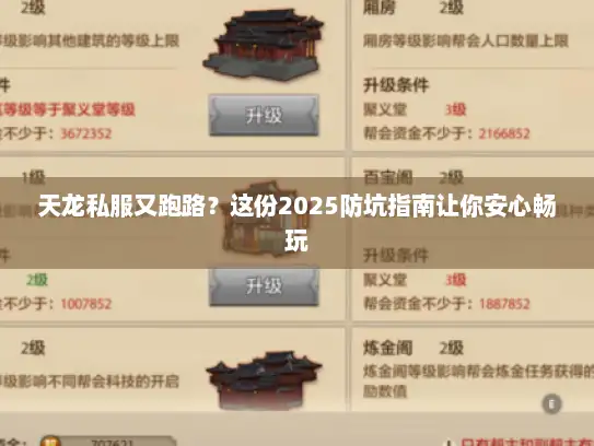 天龙私服又跑路？这份2025防坑指南让你安心畅玩