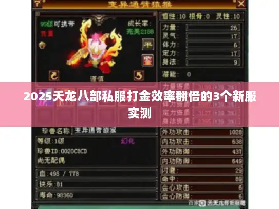 2025天龙八部私服打金效率翻倍的3个新服实测