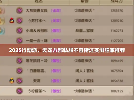 2025行动派，天龙八部私服不容错过实测独家推荐