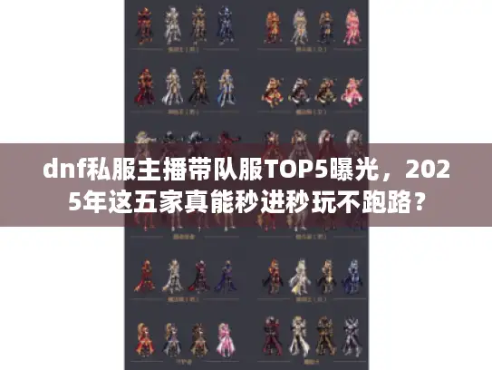 dnf私服主播带队服TOP5曝光，2025年这五家真能秒进秒玩不跑路？