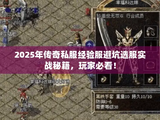 2025年传奇私服经验服避坑选服实战秘籍，玩家必看！