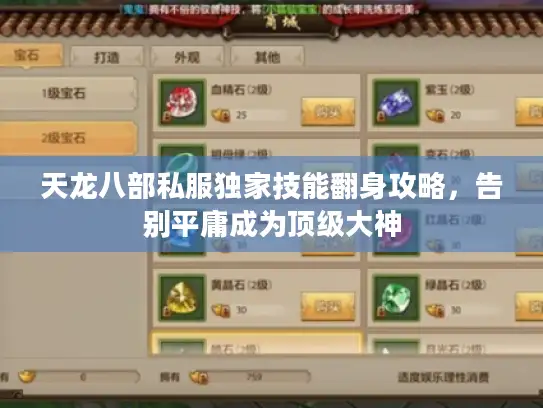 天龙八部私服独家技能翻身攻略,告别平庸成为顶级大神 天龙八部私服独家技能翻身攻略,告别平庸成为顶级大神