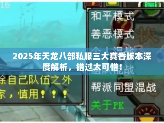 2025年天龙八部私服三大真香版本深度解析，错过太可惜！