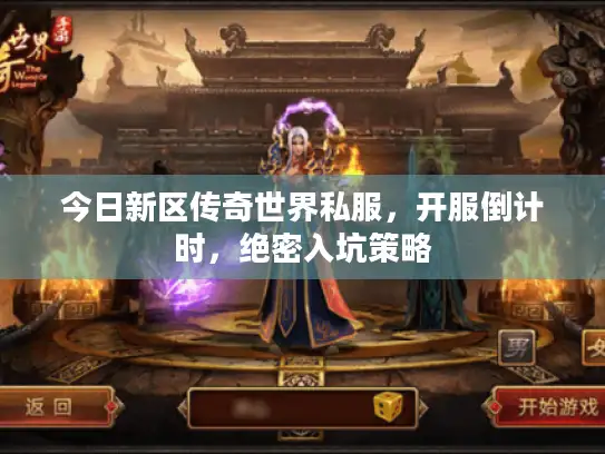 今日新区传奇世界私服，开服倒计时，绝密入坑策略