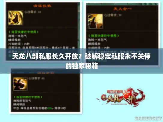 天龙八部私服长久开放？破解稳定私服永不关停的独家秘籍