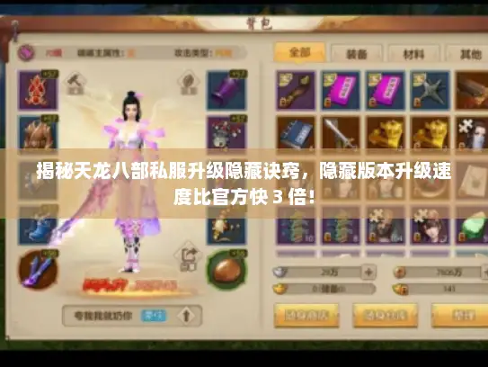 揭秘天龙八部私服升级隐藏诀窍，隐藏版本升级速度比官方快 3 倍！