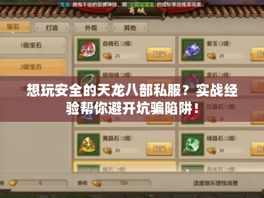 想玩安全的天龙八部私服？实战经验帮你避开坑骗陷阱！
