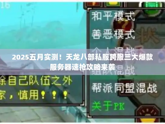 2025五月实测！天龙八部私服跨服三大爆款服务器速抢攻略来袭