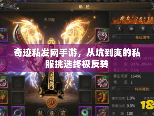 奇迹私发网手游，从坑到爽的私服挑选终极反转