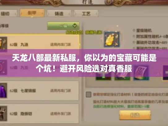 天龙八部最新私服，你以为的宝藏可能是个坑！避开风险选对真香服