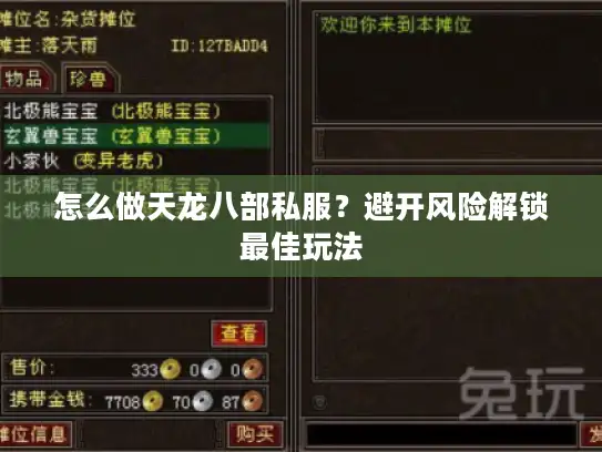 怎么做天龙八部私服？避开风险解锁最佳玩法