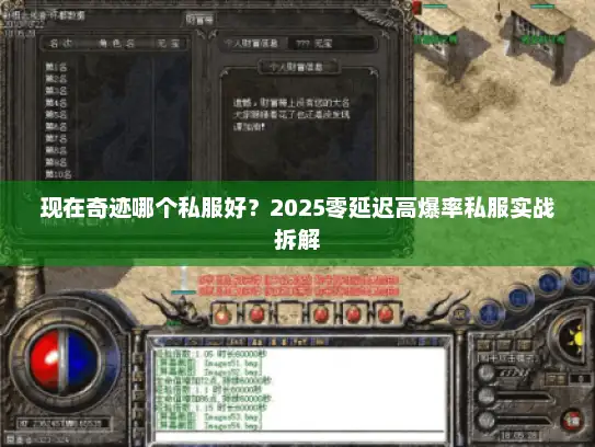 现在奇迹哪个私服好？2025零延迟高爆率私服实战拆解