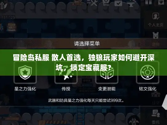冒险岛私服 散人首选，独狼玩家如何避开深坑，锁定宝藏服？