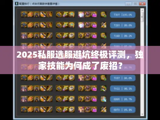 2025私服选服避坑终极评测，独家技能为何成了废招？