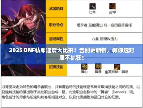 2025 DNF私服速度大比拼！告别更新慢，教你选对服不抓狂！