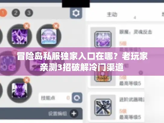 冒险岛私服独家入口在哪？老玩家亲测3招破解冷门渠道