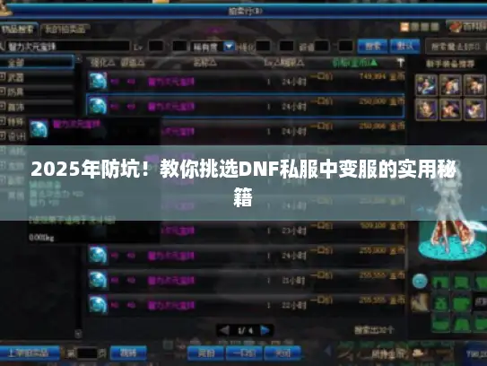2025年防坑！教你挑选DNF私服中变服的实用秘籍