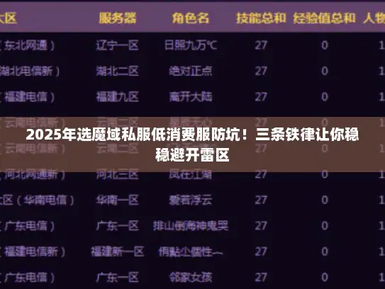 2025年选魔域私服低消费服防坑！三条铁律让你稳稳避开雷区