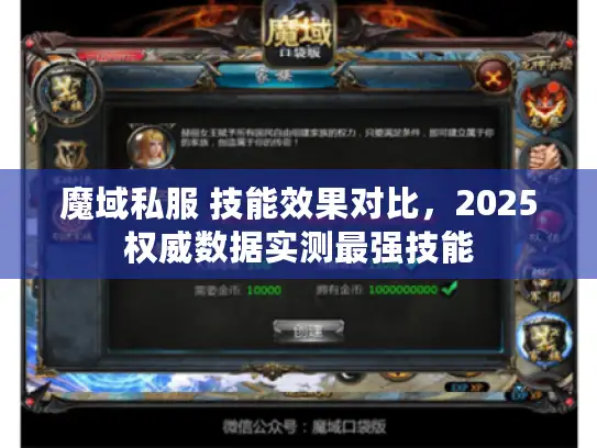 魔域私服 技能效果对比，2025权威数据实测最强技能